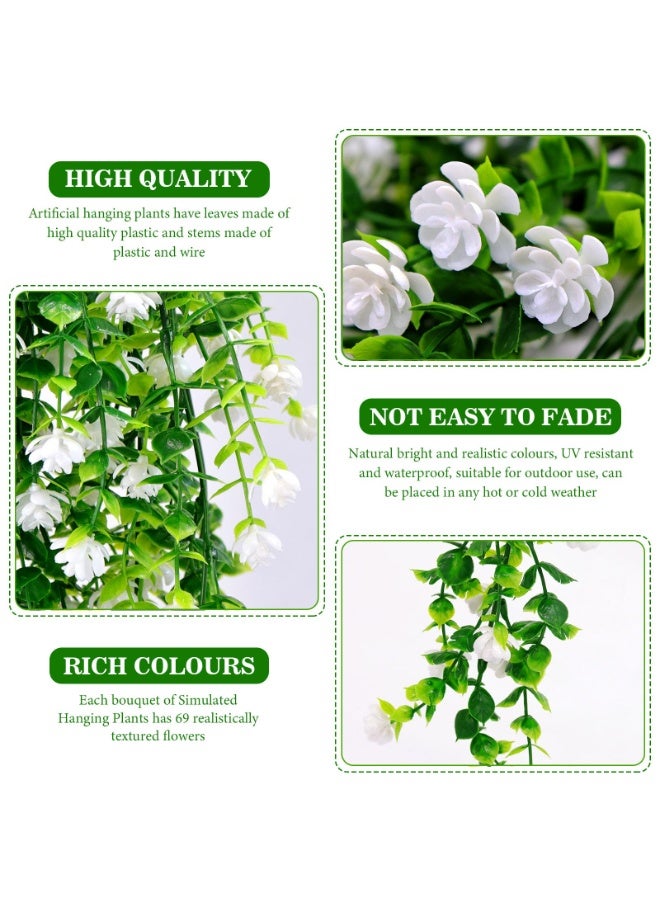 Mordely 2PCS Artificial Hanging Flowers, UV-Resistant Artificial Hanging Plants Flowers Bouquet Outdoor Indoor Fake Hanging Plant Artificial Flowers for Home Garden Wedding Decor - Image 3